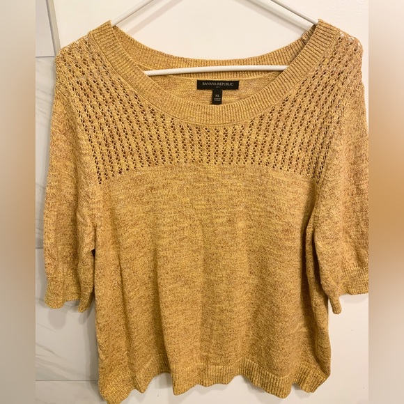 Banana Republic Tops - Banana Republic Knitted Blouse/ Puff Sleeves | Size XL | Mustard Yellow | NWOT